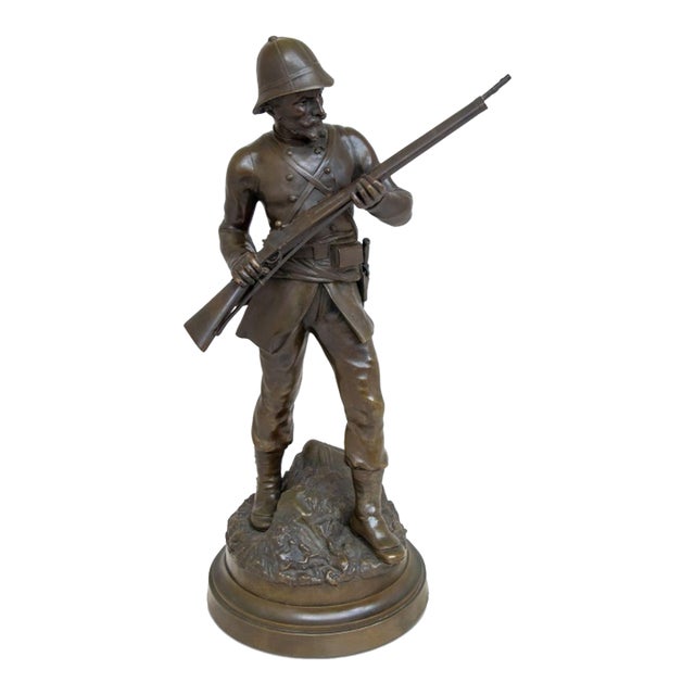 French Soldier Patinated Bronze Sculpture For Sale