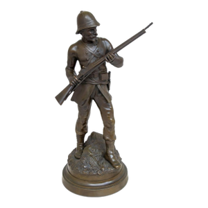 French Soldier Patinated Bronze Sculpture