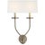Chapman & Myers for Visual Comfort Signature Symmetric Twist Double Sconce in Antique Nickel with Linen Shade For Sale
