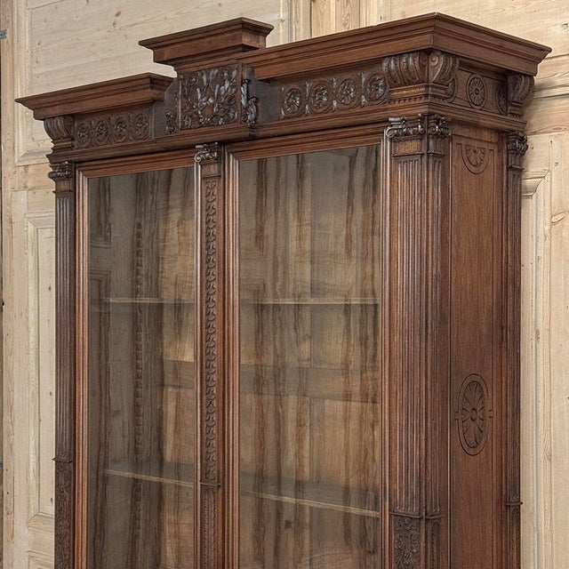 19th Century Grand French Renaissance Walnut Bookcase For Sale - Image 11 of 18