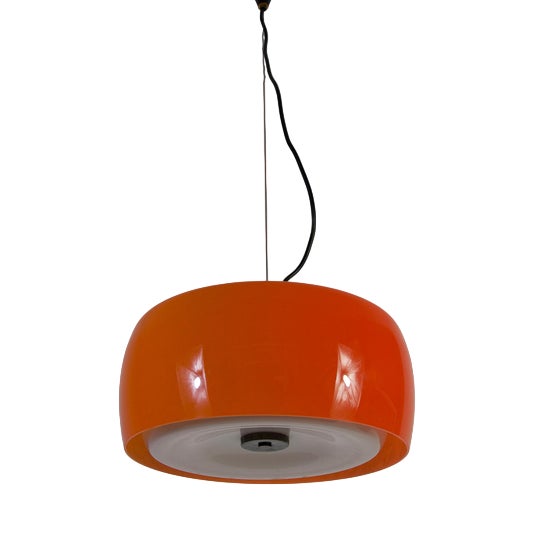 Mid-Century Orange Glass Ceiling Lamp attributed to Stilnovo, Italy, 1960s For Sale