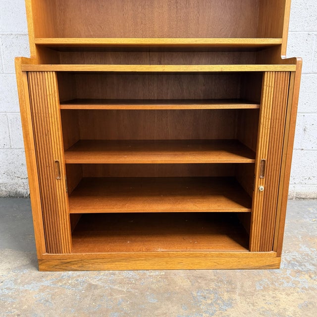 Mid 20th Century Rare Danish Modern Teak Tambour Door Bookcase by Willy Beck for Morten Olsen, Circa 1960's For Sale - Image 5 of 8