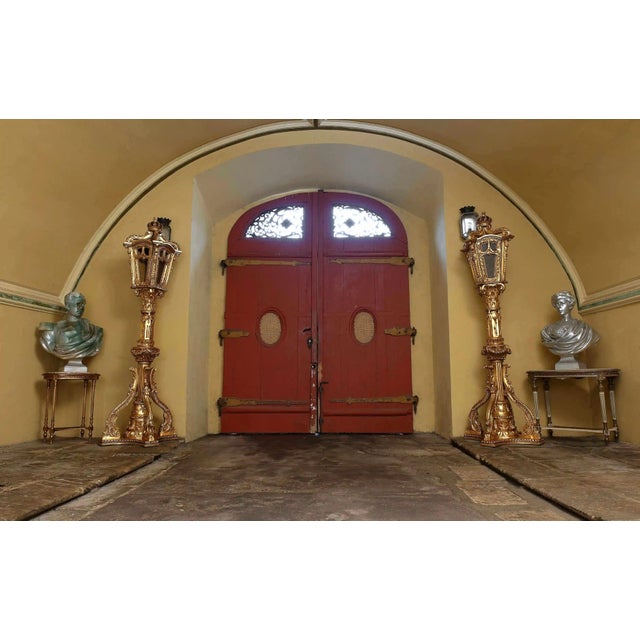 Gold Lanterns on Carved Legs, Set of 2 For Sale - Image 12 of 12