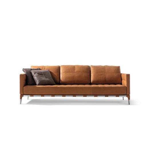 Steel and leather sofa model 'prive' designed by phillipe stark. Manufactured by cassina (italy) complex and formal in its...