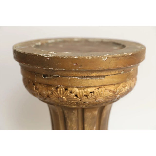 19th-Century French Altar Gilt & Gesso Candle Stands, Pair / Neoclassical For Sale - Image 4 of 8