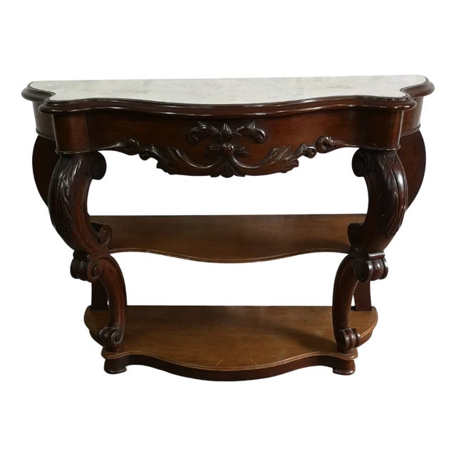 Antique French Empire Napoleon III Console Table in Mahogany, 1860 For Sale