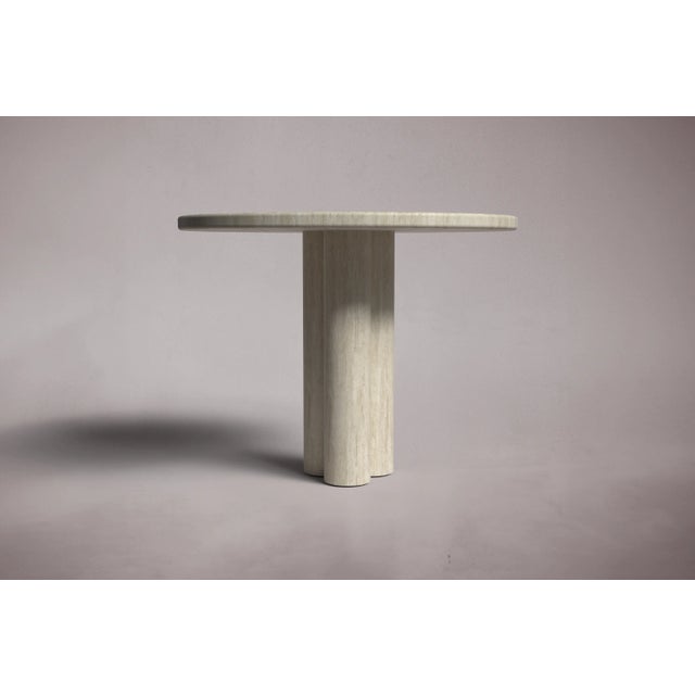 Postmodern Zade Travertine Round Dining Table 40" For Sale - Image 3 of 5