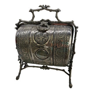Antique Victorian Folding Silver Plated Biscuit Box/Muffin Warmer (Very Ornate) For Sale