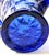 American Vintage Mosser Cobalt Blue Pressed Glass Inverted Strawberry Double Handled Vase For Sale - Image 3 of 5