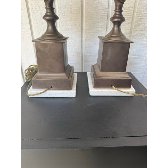 Brass Pair of Vintage Bronze Brass Pine Cone Lamps Manner of Maison Charles For Sale - Image 8 of 12