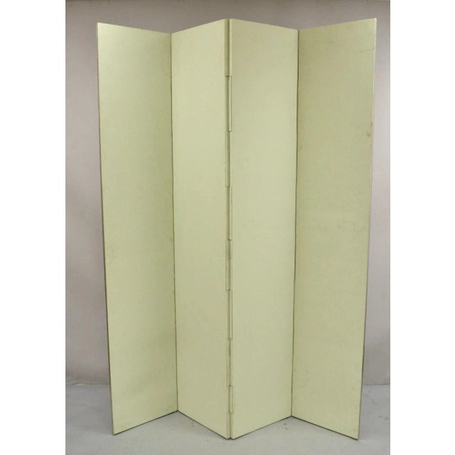Silver Vintage Chinoiserie Silver Leaf Birds Butterflies 4 Panel Screen Room Divider A For Sale - Image 8 of 15