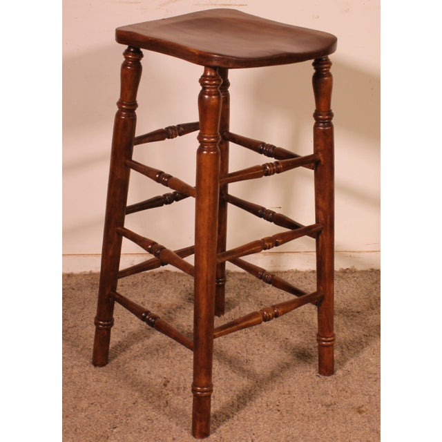 Tan 19th Century Elm Bar Stool For Sale - Image 8 of 11