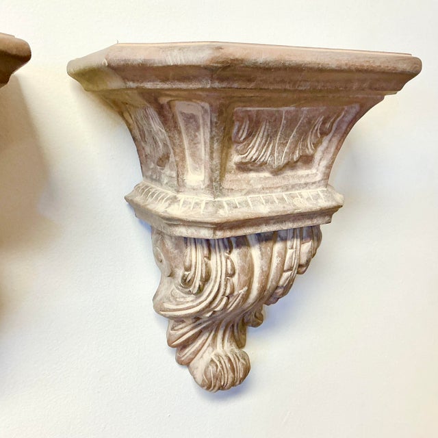 Mid-Century Hollywood Regency Classic Roman Faux Concrete Wall Brackets - A Pair For Sale - Image 12 of 12