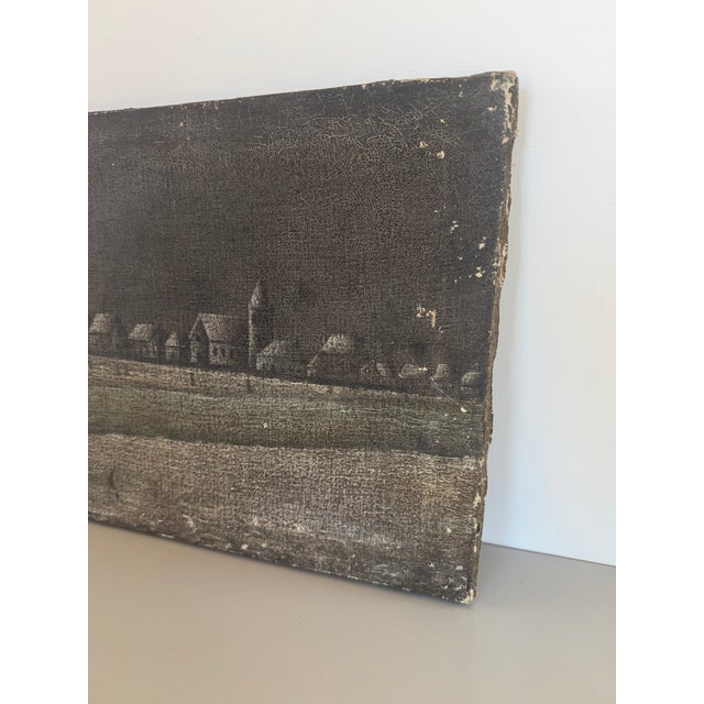 Rustic European Original 19th Century Oil Painting Village Landscape For Sale - Image 3 of 8