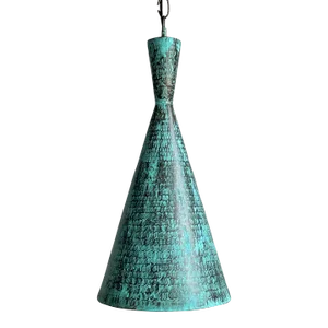 Hammered Copper Cone Verdigris Pendant Light