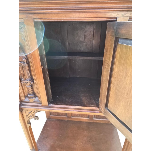 Brown Antique Karpen Furniture French Gothic Cabinet Oak Vestry Altar Wine Bar Hutch For Sale - Image 8 of 18