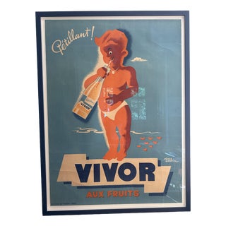 Large French Vivor Advertising Lithograph Poster by Pierre Gabriel, 1950 For Sale