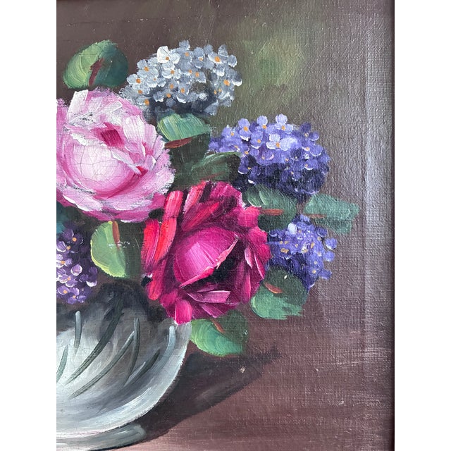 Vintage Original Flower Still Life Oil Painting: Framed Floral Art For Sale - Image 4 of 15