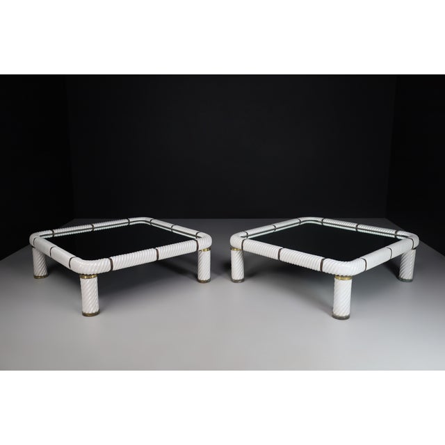 White Ceramic and Brass Coffee Tables, 1970s, Set of 2 For Sale - Image 17 of 18