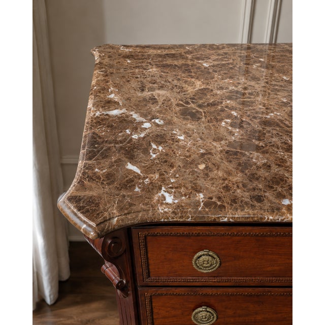 Bernhardt Bernhardt Victorian Mahogany 3-Drawer Marble Top Chest W/ Brass Rosette Pulls For Sale - Image 4 of 4