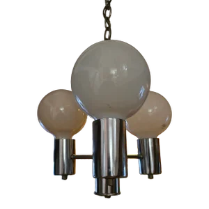 Vintage Mid Century Modern Chrome Big Bulb Chandelier