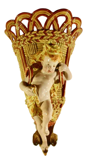 19th Century Ginori Majolica Wall Pocket