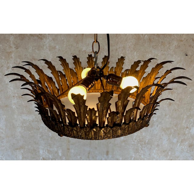 Spanish Spanish Feathered Crown Ceiling Fixture For Sale - Image 3 of 12