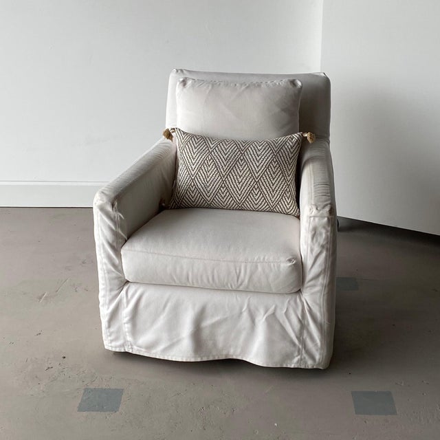 Kapas Slipcovered Swivel Chair Chairish