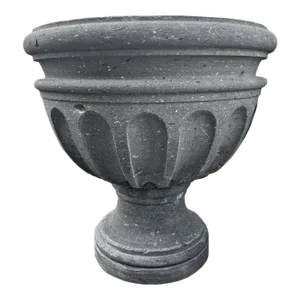 Vintage Stone Cement Carved Urn Planter