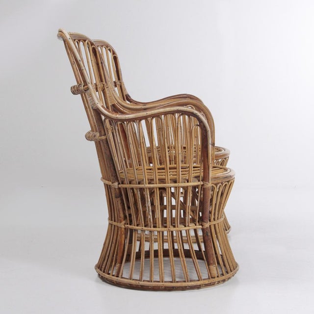 Brown Vintage Rattan Armchairs, 1960s, Set of 2 For Sale - Image 8 of 14