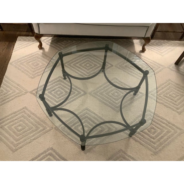 1970s 1970s Black & Glass Hexagon Coffee Table For Sale - Image 5 of 12