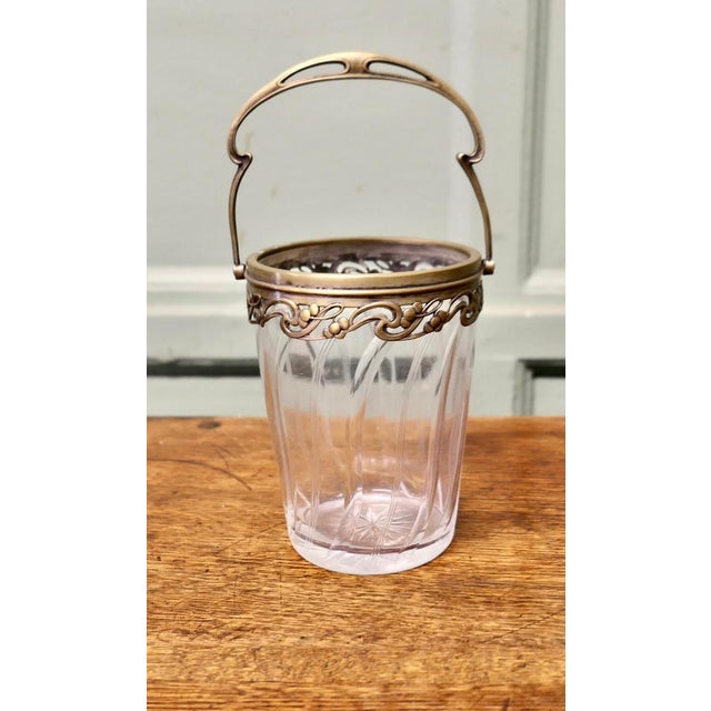 French Art Nouveau Personal Champaign Ice Bucket, Wine Cooler A superb piece with Art Nouveau Design decorative brass work...