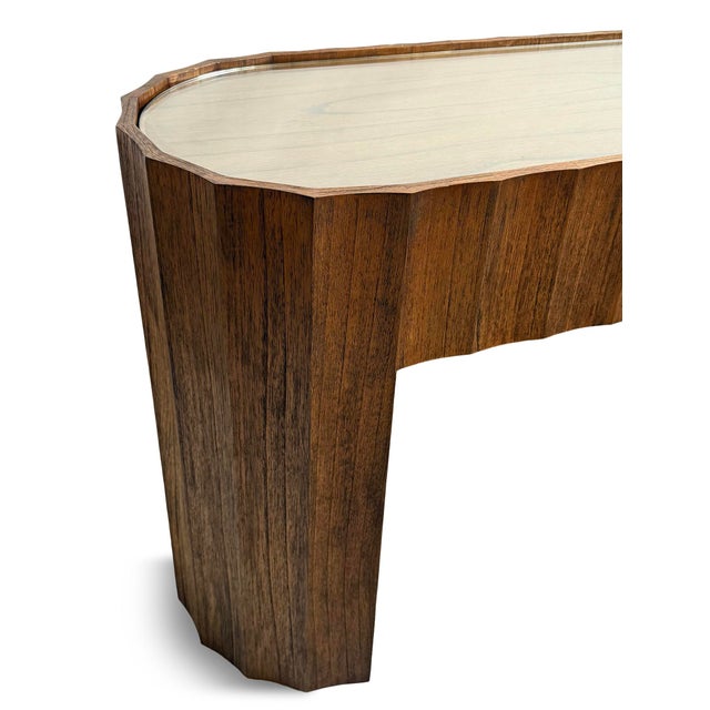2020s Scalloped Oval Wood Console Table For Sale - Image 5 of 15
