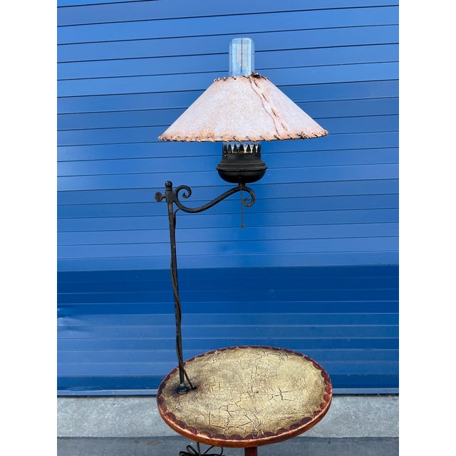 Original Monterey Transitional Table Floor Lamp featuring a rare dual-function design that combines a side table and floor...