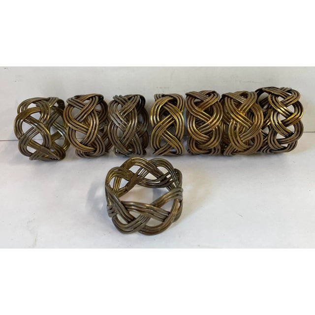 Mid 20th Century Vintage Woven Metal Napkin Rings - Set of 8 For Sale - Image 5 of 6