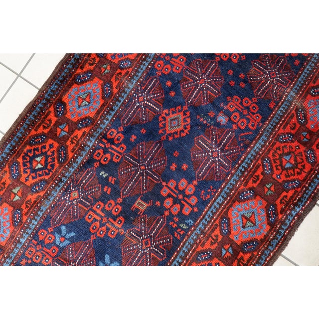 Red 1880s, Handmade Antique Afghan Baluch Rug 3.1' X 7.1' For Sale - Image 8 of 13