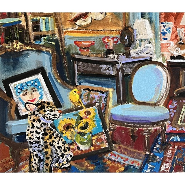 English Interior Scene Original Painting "The Eclectic Collector" by Shann Spishak For Sale - Image 3 of 5
