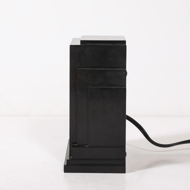 Black Art Deco Skyscraper Style Hammond Bakelite Electric Clock W/ Day Date Function For Sale - Image 8 of 13
