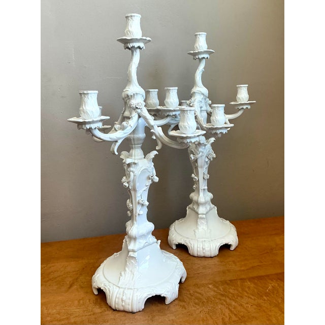 Vintage KPM Berlin Blanc De Chine White Porcelain Candelabras - Pair For Sale - Image 12 of 12