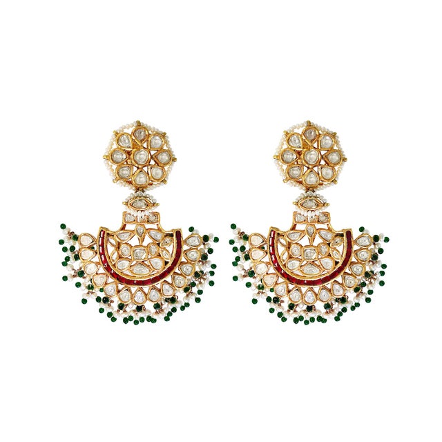 Maharajas & Mughal Magnificenct Necklace and Heavy Antique Gold Matching Earrings Jadau Traditional Kundan real Polki Rose...