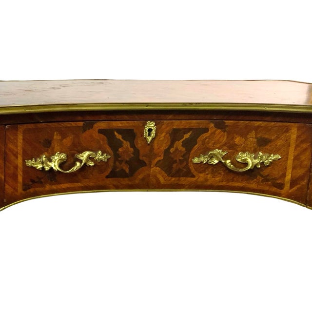 Early 20th Century Desk French Style Floral Design Writing Table Kidney Shape Antique Classic Decor For Sale - Image 12 of 12