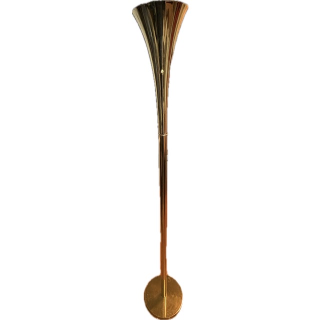 Mid-Century Modern Vintage 1960s Brass Trumpet Laurel Lamp Company Mid-Century Modern Brass Trumpet Torchiere Floor Lamp For Sale - Image 3 of 18