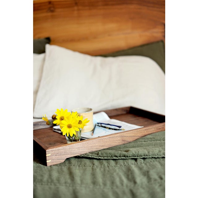Alabama Sawyer Modern Wooden Tray in Walnut and Brass by Alabama Sawyer For Sale - Image 4 of 10