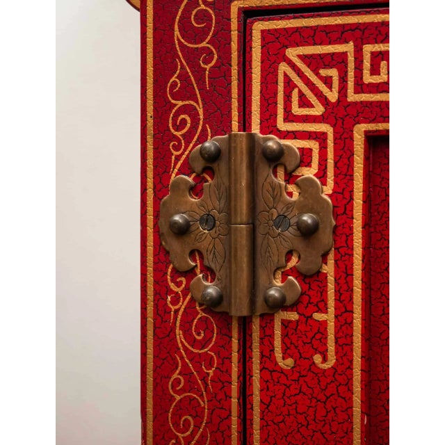 Metal Chinese Painted Chest of Drawers in Brass For Sale - Image 7 of 12