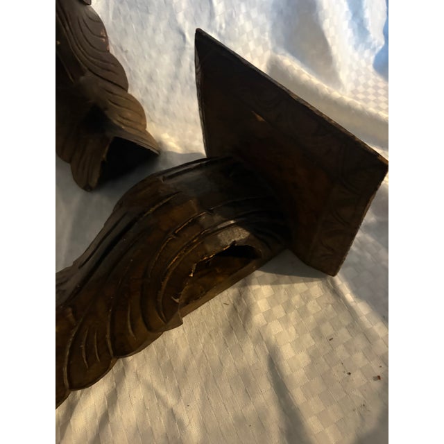 1950s Pair Acanthus Leaf Wooden Corbels For Sale - Image 5 of 12