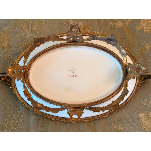 Ceramic Antique French Sèvres Style Gilt Bronze Mounted Porcelain Centerpiece, Signed A. Collot, C. 1900 For Sale - Image 7 of 9