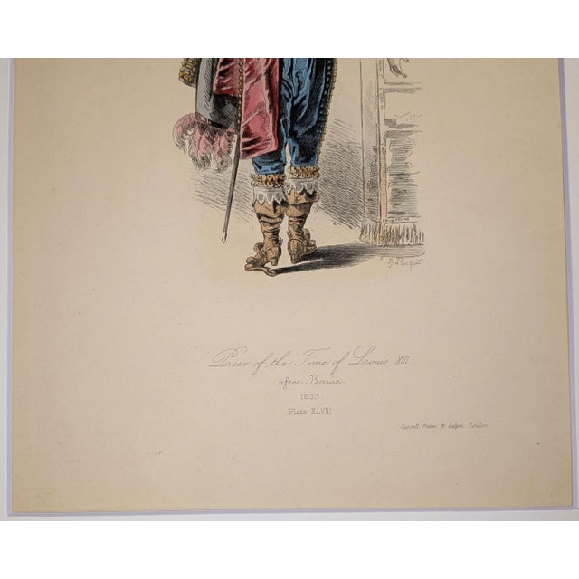 A superb 19th-century hand-colored engraving titled "Peer of the Time of Louis XIII," presenting an aristocratic figure...
