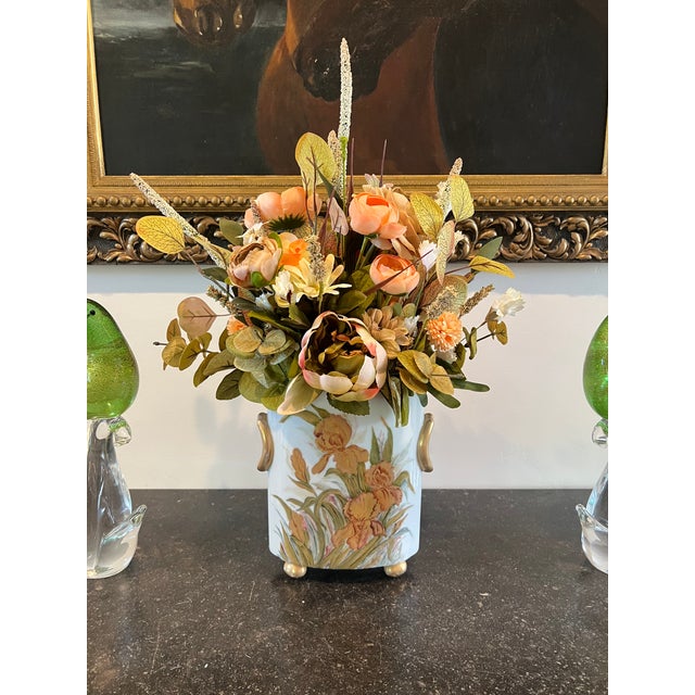 Limoges, France Faux Floral Offers Sunshine in a French Antique Vase For Sale - Image 4 of 6