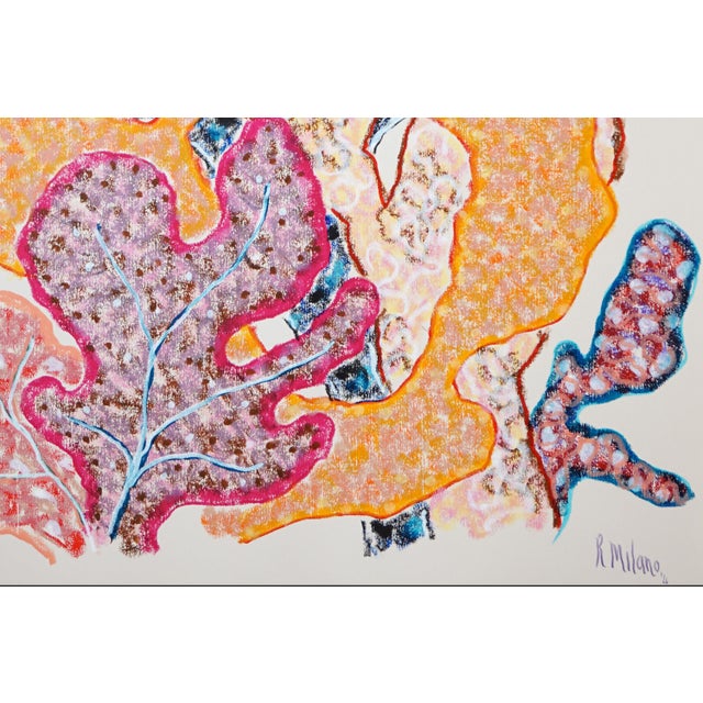 Paper 2026, Illustration Style Painting, Modern Marine Triptych of Three Corals Together, Gouache Crayon on Watercolor Paper by Romina Milano For Sale - Image 7 of 11