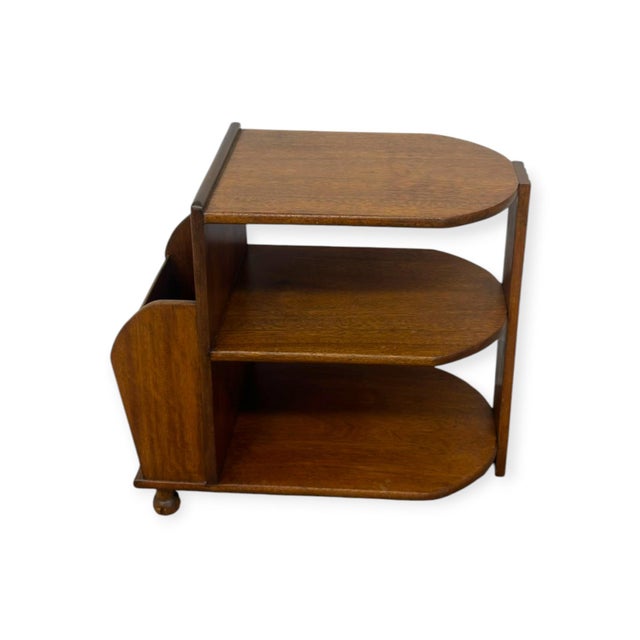 Art Deco Antique Art Deco Wood Magazine Rack Three Tiered End Table. For Sale - Image 3 of 7